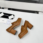 CC Platform Loafers 70mm Brown Sheepskin 459436