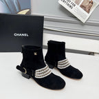 CC 25 latest low-top boots pearl black suede 459469