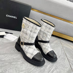 CC 25 ankle boots black white tweed mix sheepskin 459500