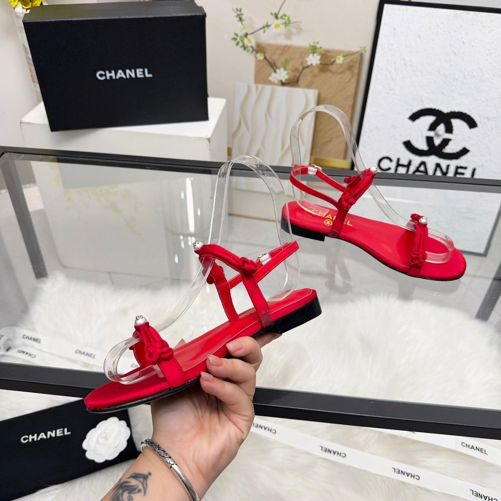 CC 2026 Pearl Sandal Red Satin Leather 692020