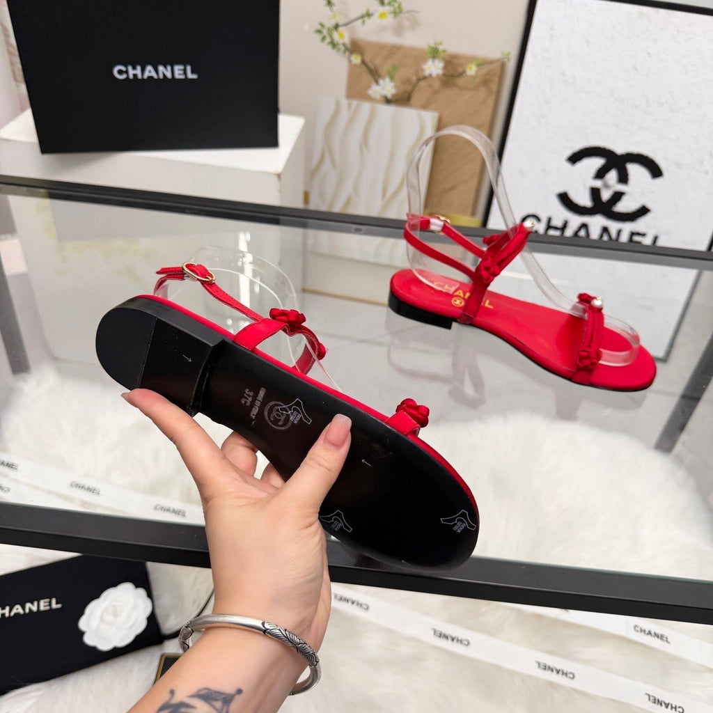 CC 2026 Pearl Sandal Red Satin Leather 692020
