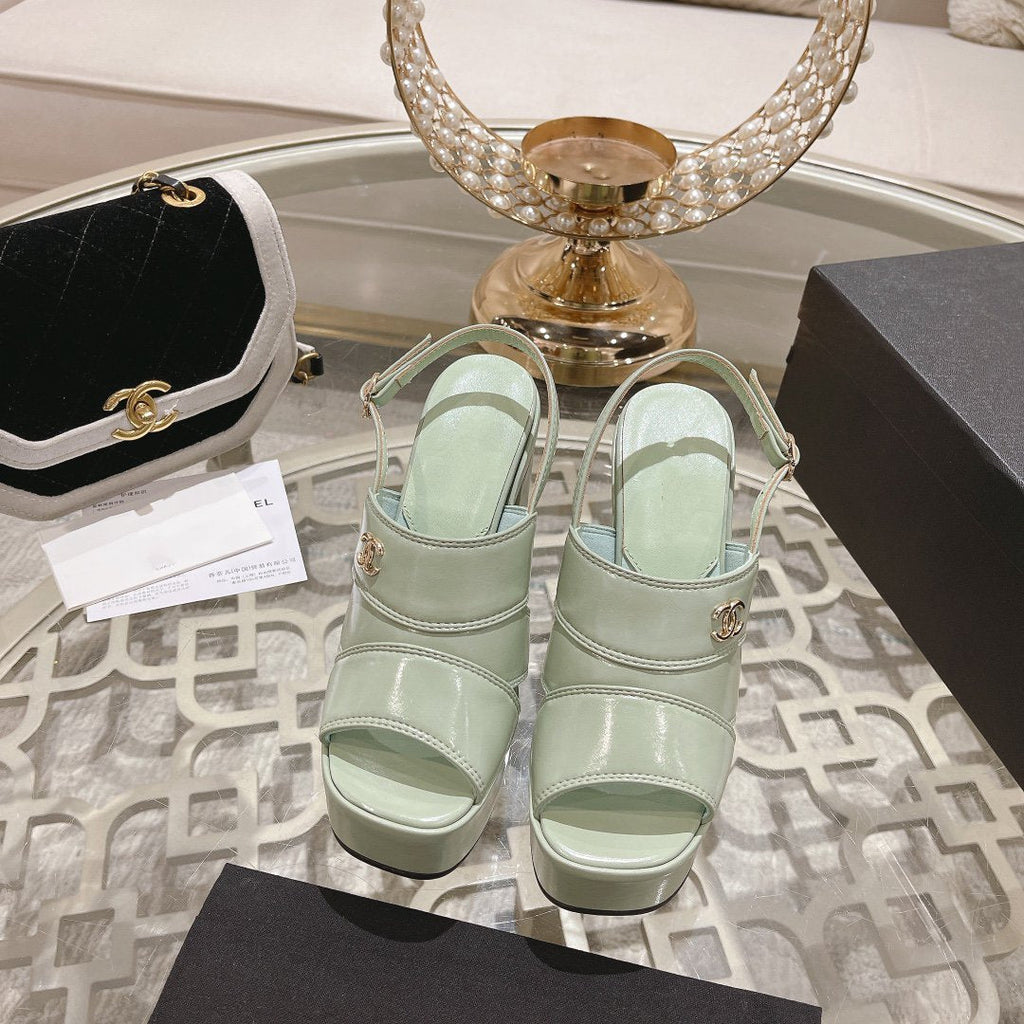sandals light turquoise patent crumpled lambskin