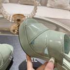 sandals light turquoise patent crumpled lambskin