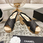 platform sandal 90 cross black calfskin