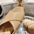 platform sandal 90 cross beige calfskin