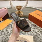 lv sandal isola flat mule dark brown monogram calfskin