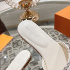 lv sandal isola flat mule cream monogram calfskin