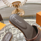 lv sandal isola flat mule brown damier calfskin
