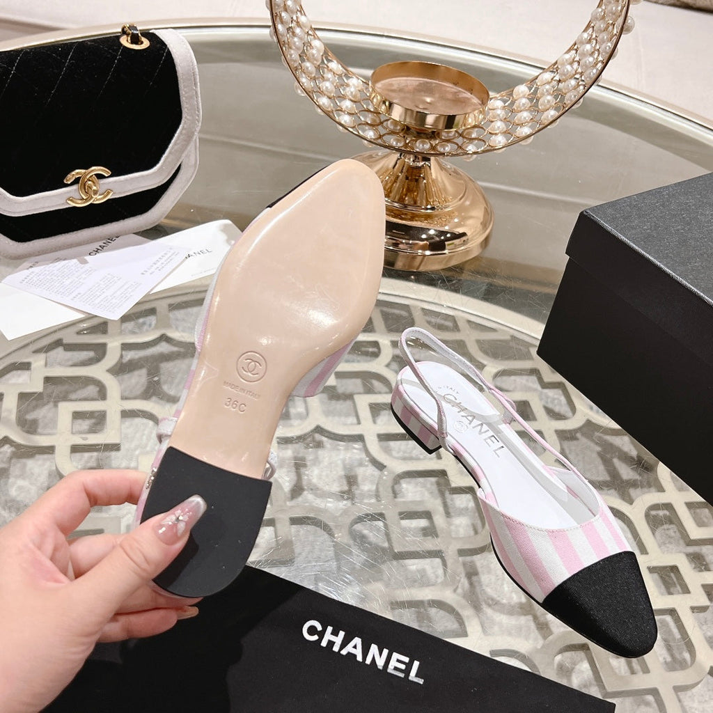 CC SLINGBACK IN WHITE MIX LIGHT PINK FABRIC