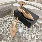 CC 25C Slingback Flats Cream Suede 213331