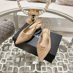 CC 25C Slingback Flats Cream Suede 213331