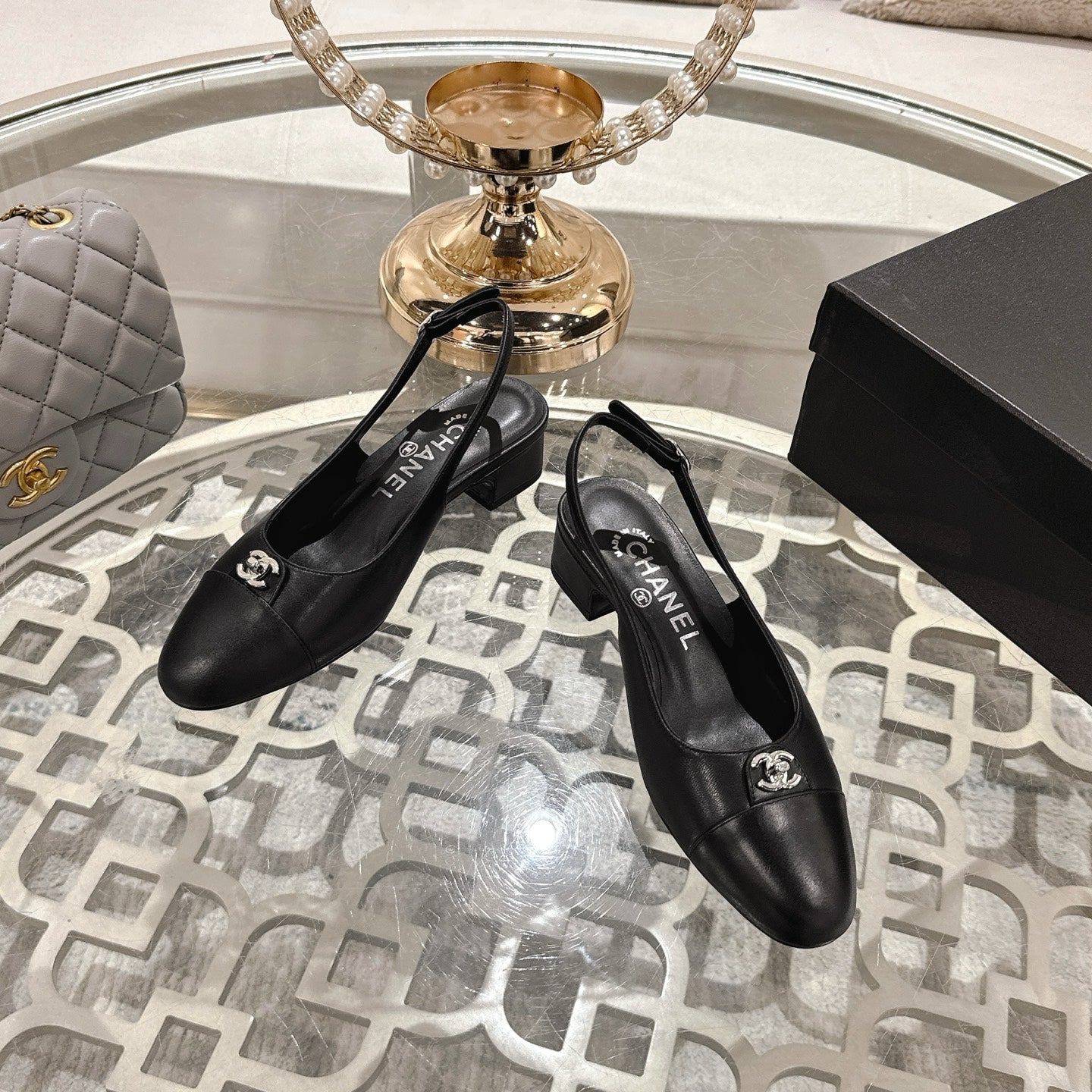 CC 25ss Slingbacks 35mm Black Lambskin & Sheepskin 432606