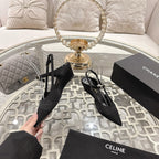 CC 25 Slingback heel Black Silk and Sheepskin 268921