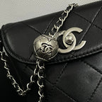 CC Phone Holder Bag 17cm Black Lambskin