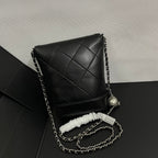 CC Phone Holder Bag 17cm Black Lambskin