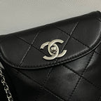 CC Phone Holder Bag 17cm Black Lambskin