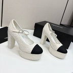 CC 25S Mary Jane Platform 11cm Calfskin Tweed