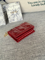 CD Caro 11cm Compact Wallet Shiny Red Calfskin