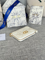 CD Logo Caro 11cm Compact Wallet White Calfskin