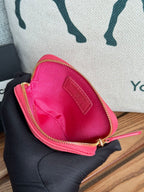 CC Zip Card Holder Wallet Pink Gold Metal Caviar 240613