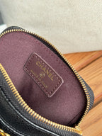 CC Zip Card Holder Wallet Black Gold Metal Caviar 240620
