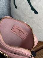 cc 19 zipped coin purse 11cm pink lambskin gold hardware