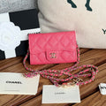 CC 24 Classic Wallet On Chain 11cm PInk Caviar Leather 240672