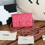 CC 24 Classic Wallet On Chain 11cm PInk Caviar Leather 240672