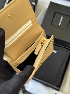 YSL Wallet Light Beige Gold Cowhide 240590