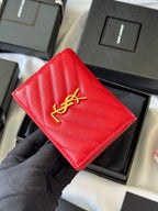 YSL Wallet Red Gold Cowhide 240592