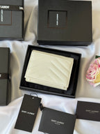 YSL Wallet White Gold Cowhide 240578