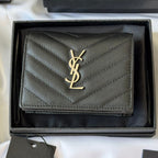 YSL Wallet Black Silver Cowhide 240574