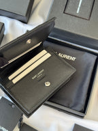 YSL Wallet Black Silver Cowhide 240574