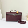 LP Extra Bag 19cm Ostrich Pattern Burgundy Calfskin Silver Hardware