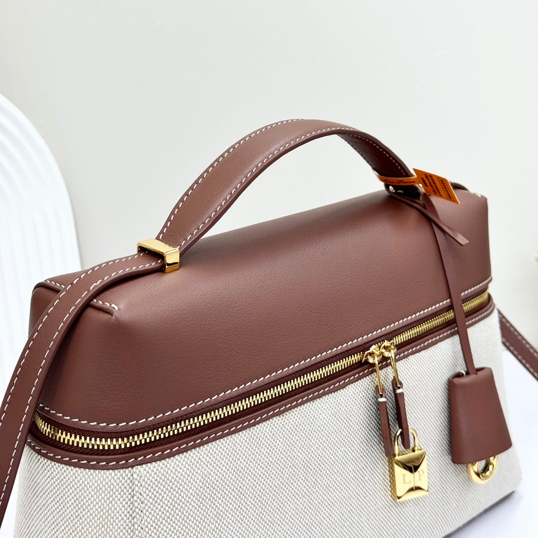LP Extra Pouch L27 Caramel Calfskin Linen 231570