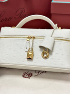 LP Extra Pouch L23 Off-White Ostrich Pattern Leather