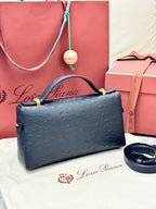 LP Extra Pouch L23 Black Ostrich Pattern Leather