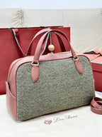 LP Needle Handbag 40.5 Muted Pink Tweed Calfskin 282253