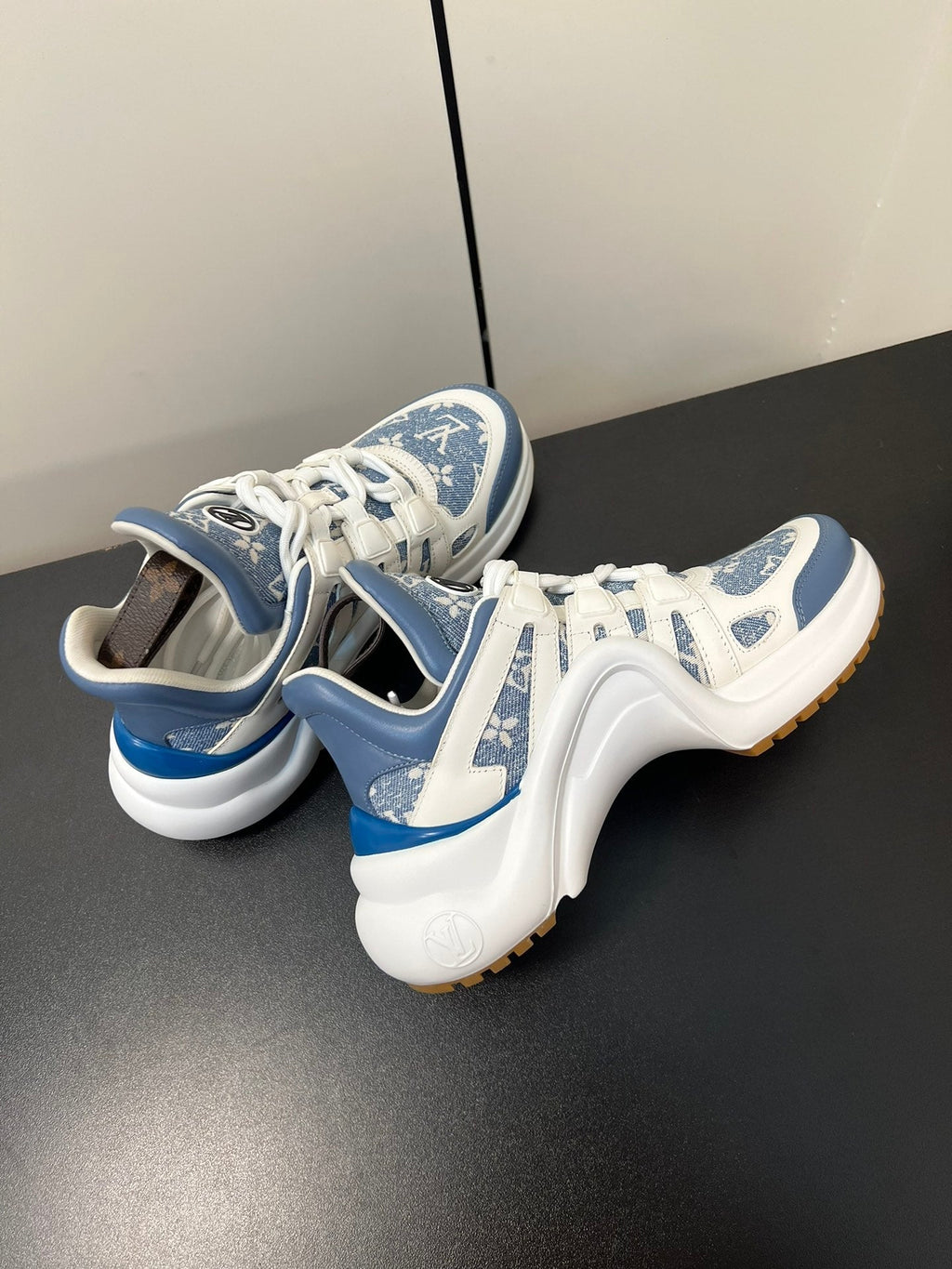 LV Archlight Sneaker 50mm White Mix Light Blue Monogram Jacquard Fabric
