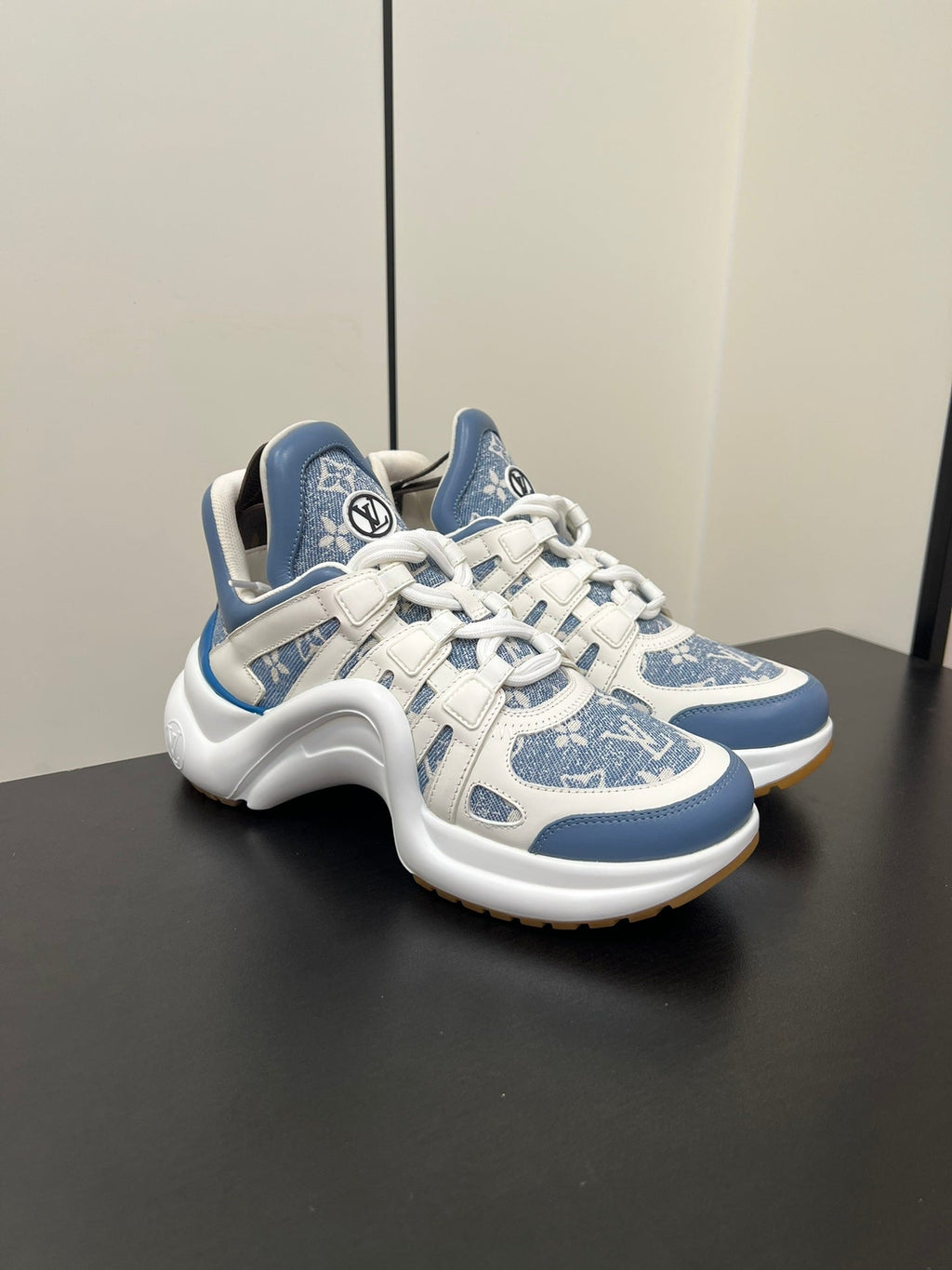 LV Archlight Sneaker 50mm White Mix Light Blue Monogram Jacquard Fabric