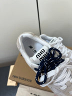 Miu Balance 530 SL Sneakers Gray And White Suede