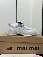 Miu Balance 530 SL Sneakers Gray And White Suede