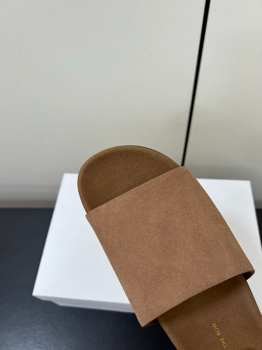 The Row Slippers In Light Brown Suede 340024