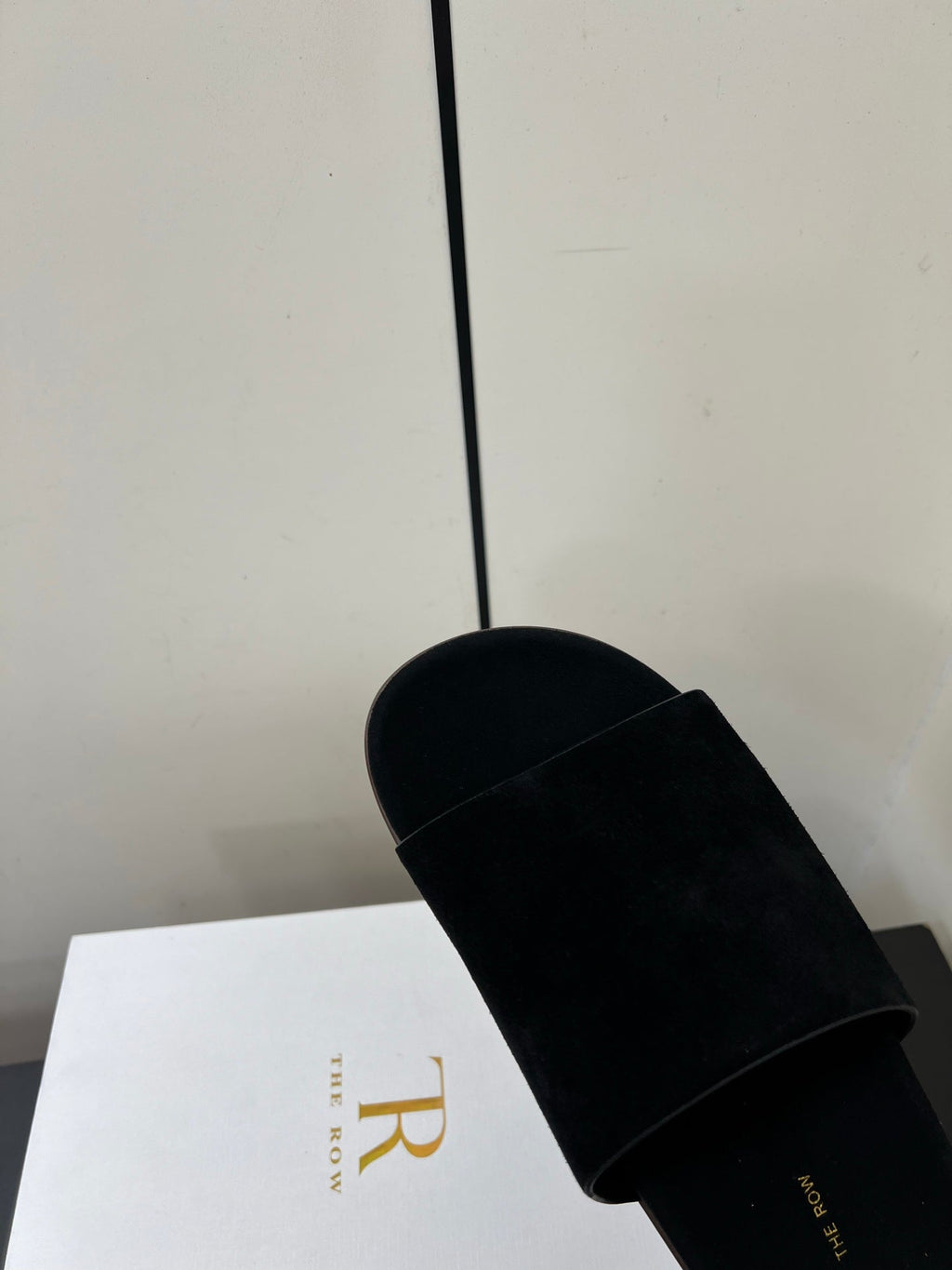 The Row Slippers In Black Suede 340025