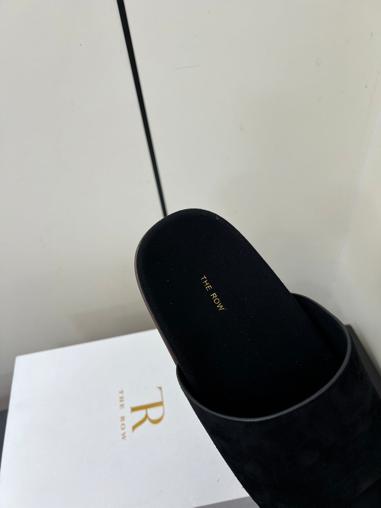 The Row Slippers In Black Suede 340025