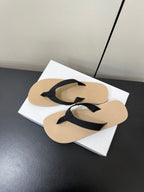 The Row Dune Flatform Thong Sandal In Beige Rubber And Black Canvas 340027