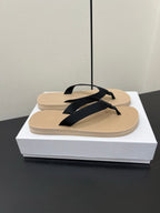 The Row Dune Flatform Thong Sandal In Beige Rubber And Black Canvas 340027