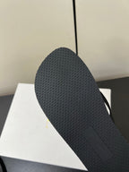 The Row Dune Flatform Thong Sandal In Black Rubber And Black Canvas 340028