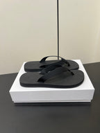 The Row Dune Flatform Thong Sandal In Black Rubber And Black Canvas 340028