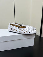 The Row Garden Mary Janes Flats White Calfskin 340033